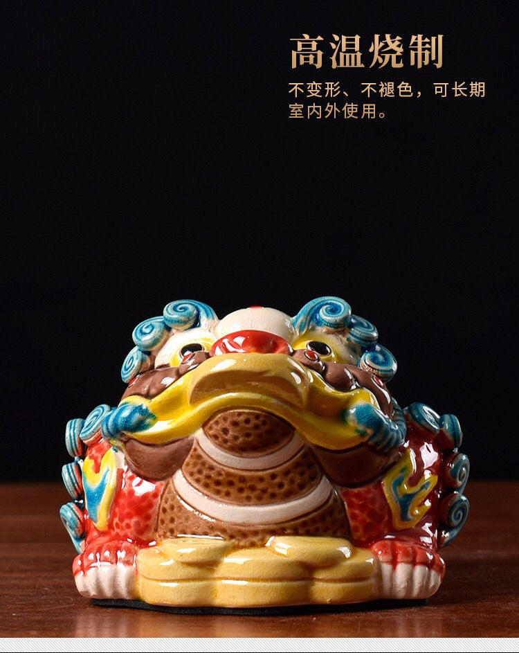 Ceramic Handmade Pixiu / Money Toad Figurine for Wealth and Good Luck, Fengshui Home Decor