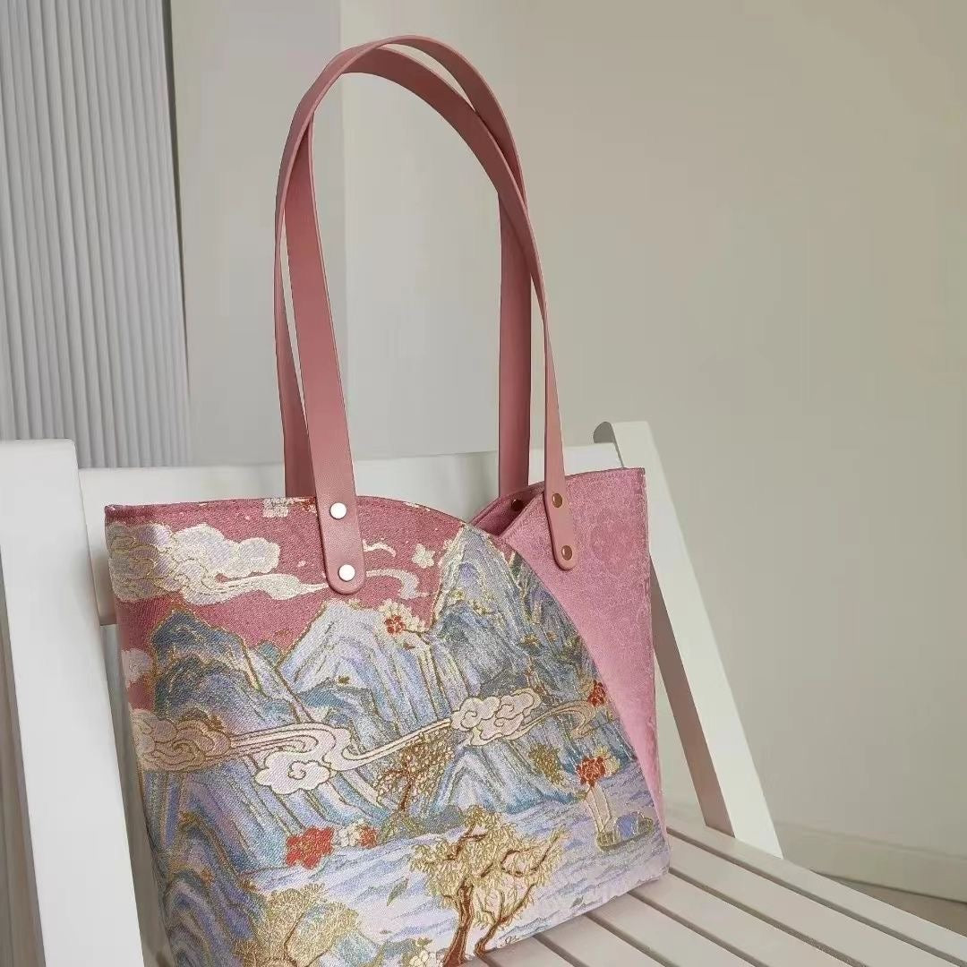 Hand Embroidered Landscape Tote Bag