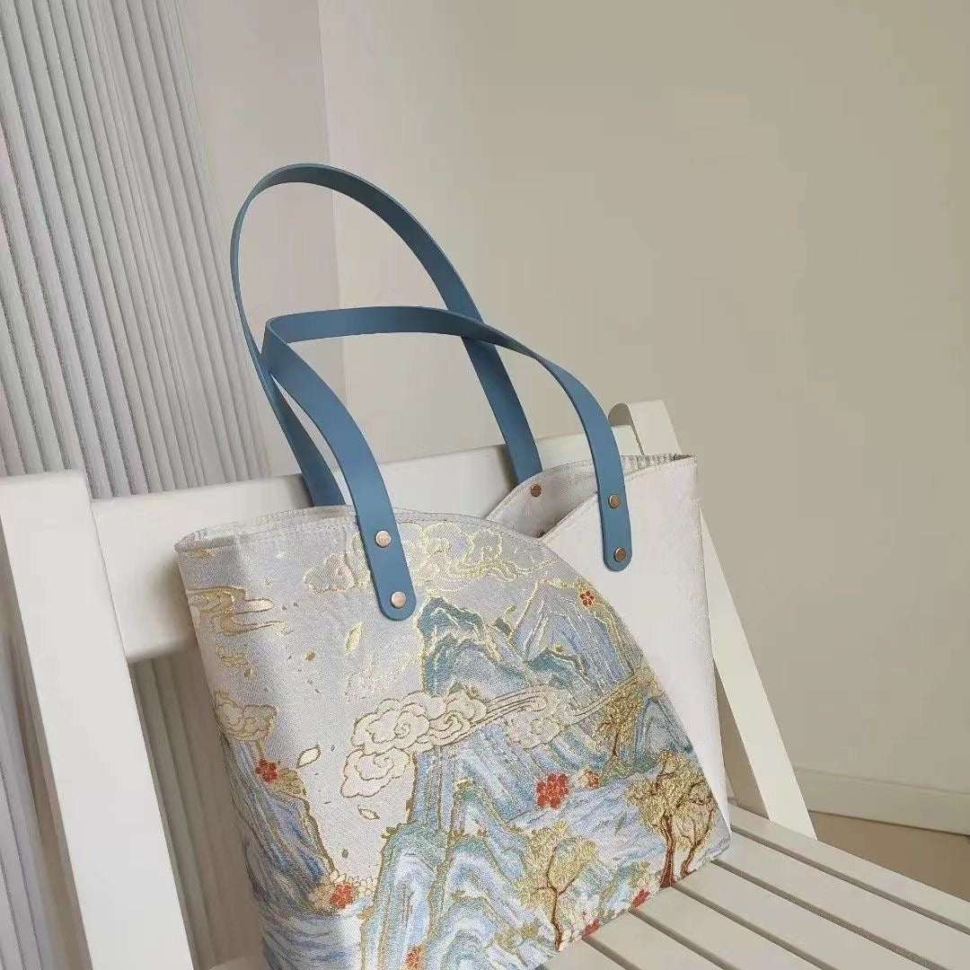 Hand Embroidered Landscape Tote Bag